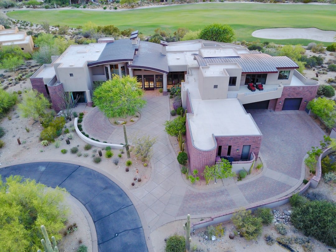 aerial photography of concrete mansion